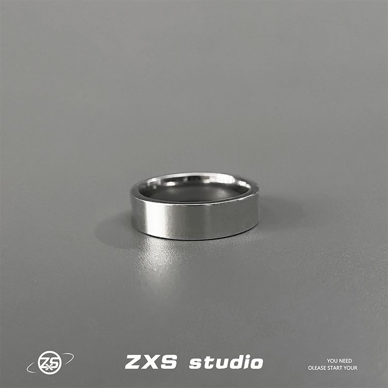 潮流极简净面钛钢ZXS戒指ins