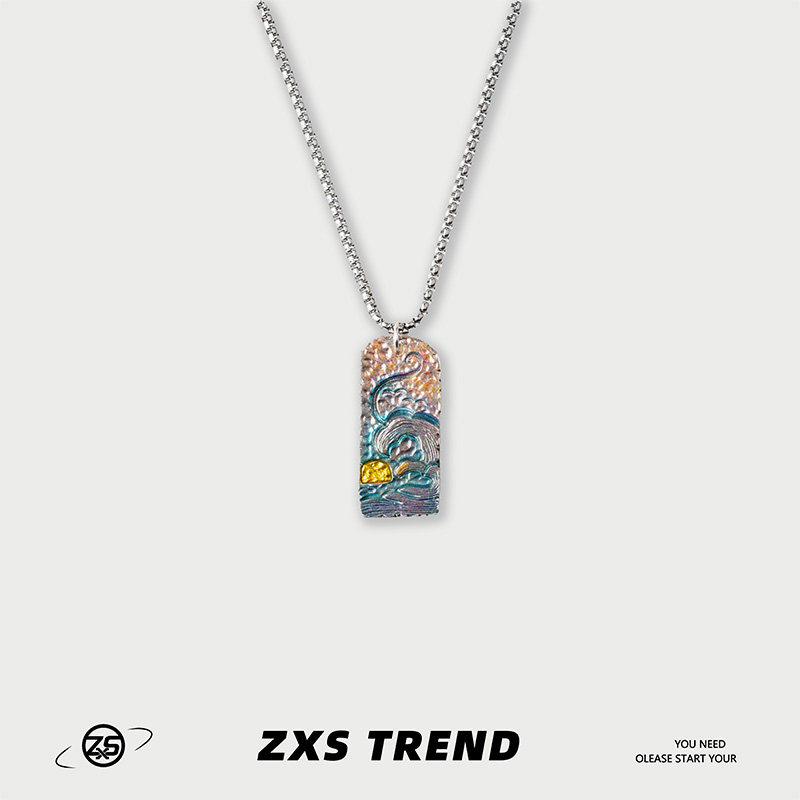 ZXS TREND「云海茫茫」项链男女潮牌嘻哈小众设计个性吊坠毛衣链
