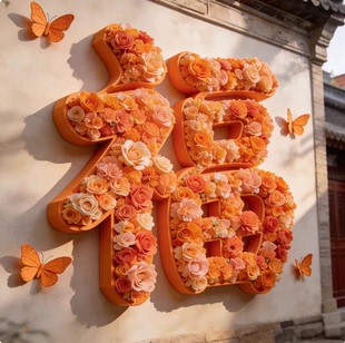 网红打卡仿真花墙背景墙假花装饰设计户外花艺布置拍照网红打卡墙