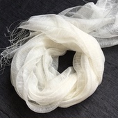 真丝棉竹节纱薄款 丝巾女桑蚕丝围巾披肩植物染色蓝染扎纯白色胚布