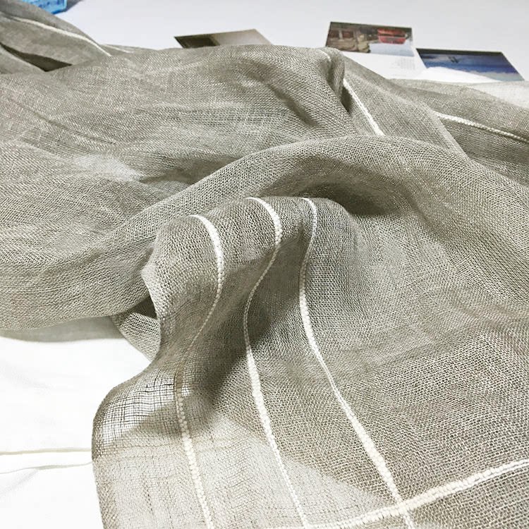 出口日系文艺素色雨露纱法国亚麻围巾春秋大条纹格子披肩丝巾女