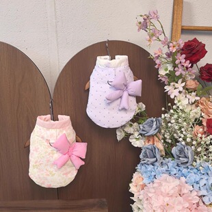 泰迪比熊马尔济斯约克夏宠物猫咪狗狗保暖羽绒服衣服马甲可牵引冬