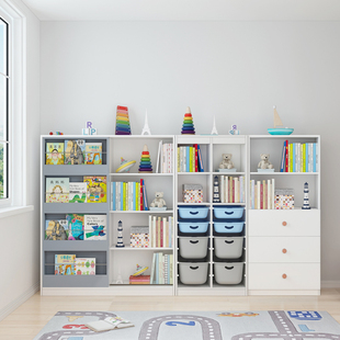 可比熊儿童书柜落地宝宝客厅儿童房收纳柜绘本架实木书架定制组合