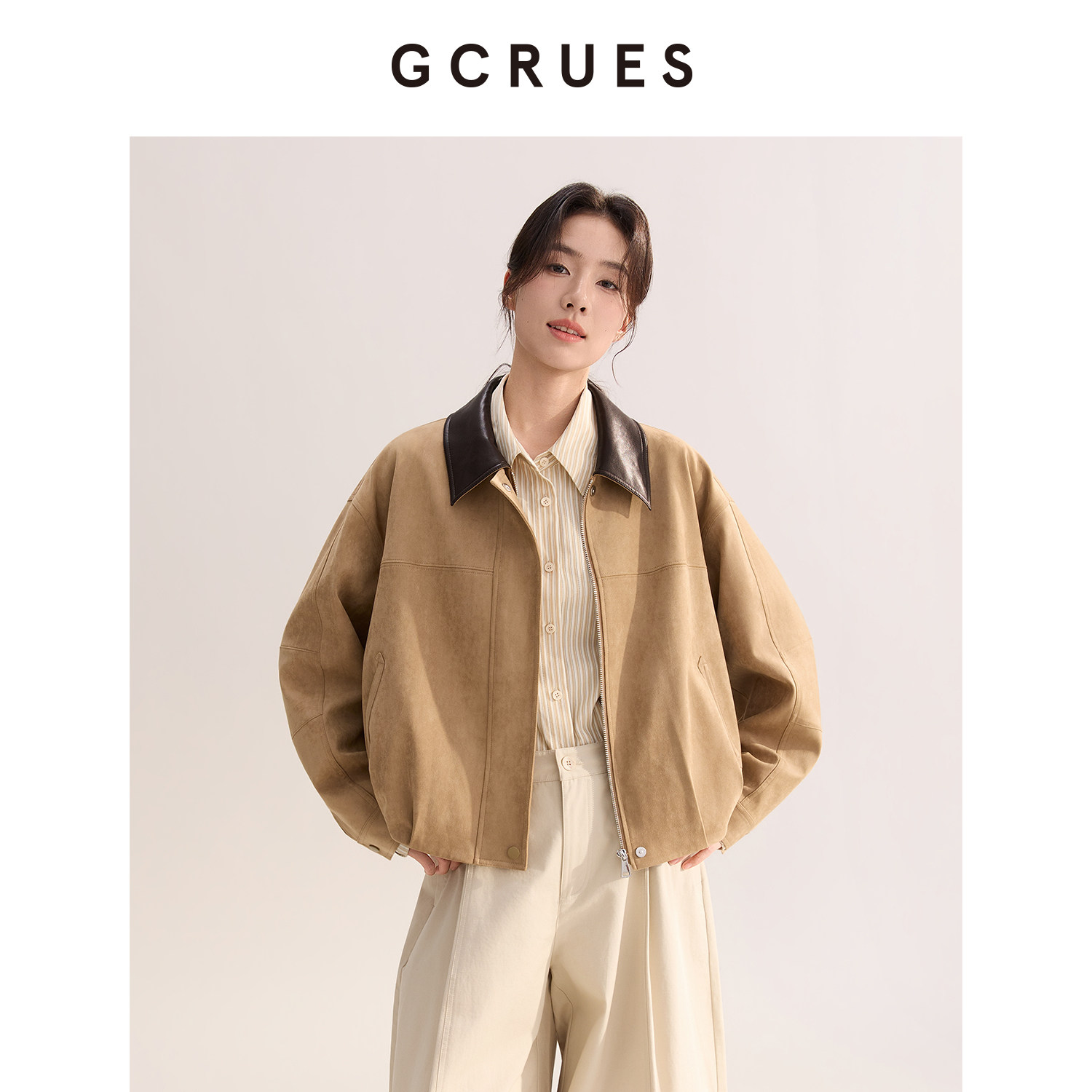 GCRUES巴恩风仿麂皮绒短款外套女图片