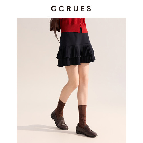 GCRUES气质高腰百褶短裙女春季
