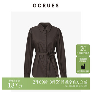 G11D01A0152 宽松衬衣女24新款 GCRUES商场同款 复古显瘦高级感长袖