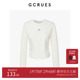 GCRUES商场同款 G12C03A0162 白色打底上衣 抽褶百搭长袖 T恤女春季