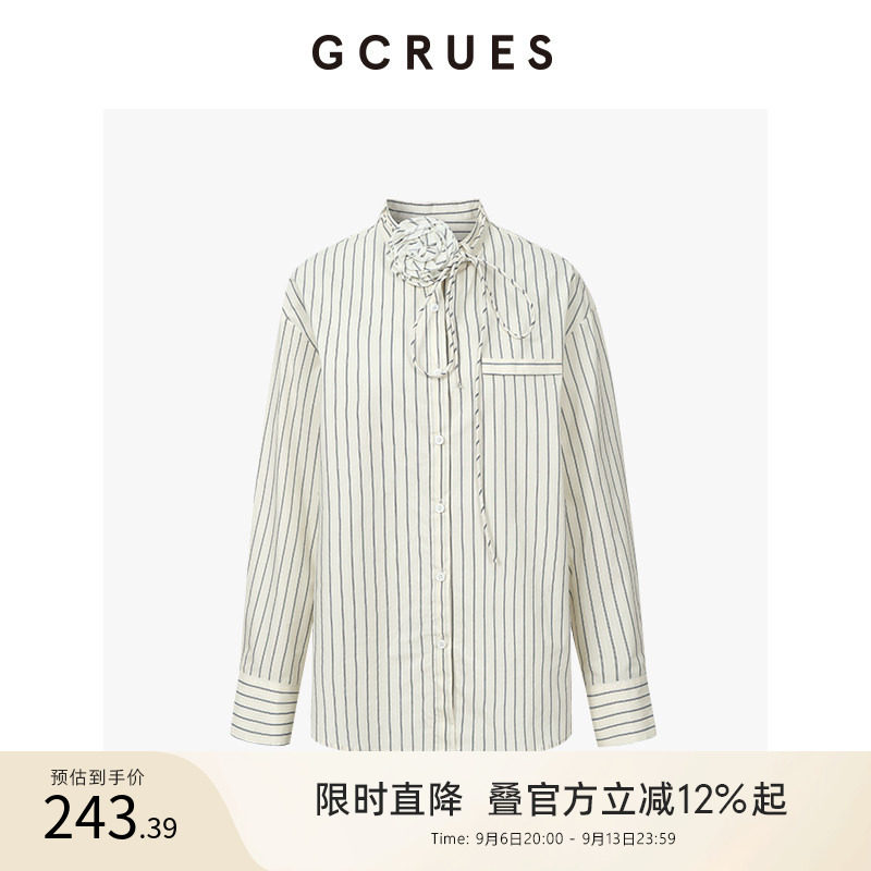 GCRUES设计感条纹衬衫女2026春图片