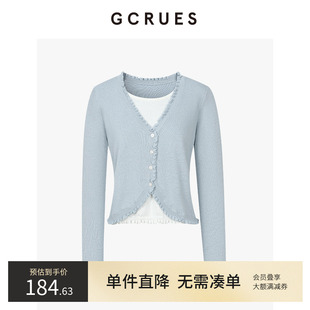 開衫 GCRUES假兩件針織衫 設計感百搭短款 上衣 女春季 G02C04E2962Z