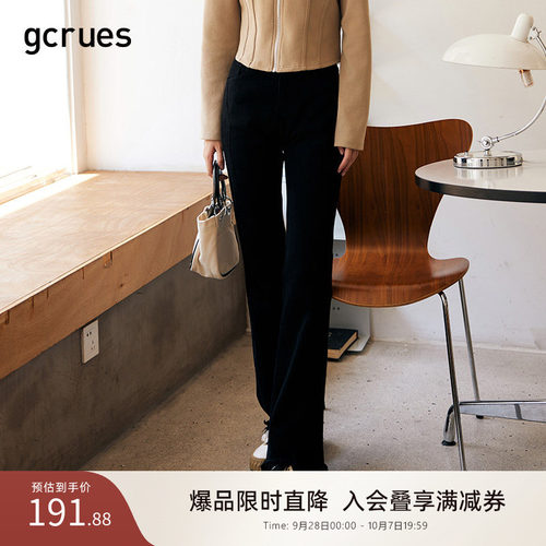 黑色牛仔裤gcrues高腰