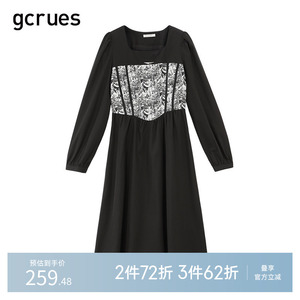 gcrues打底赫本风连衣裙女设计感小众2025年秋季新款法式小黑裙子