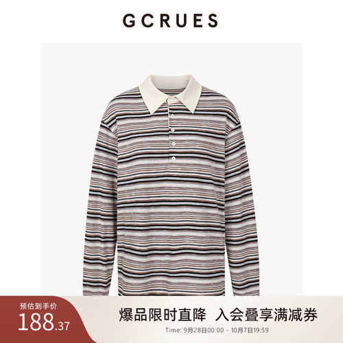 GCRUES复古撞色条纹polo衫女秋