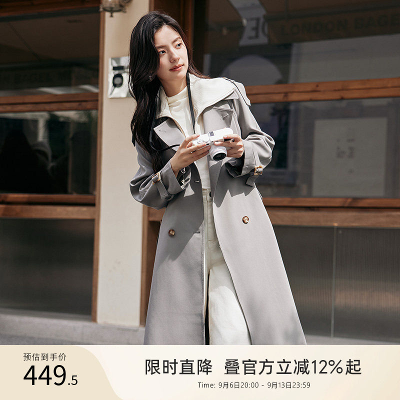 gcrues灰色中长款风衣外套女图片