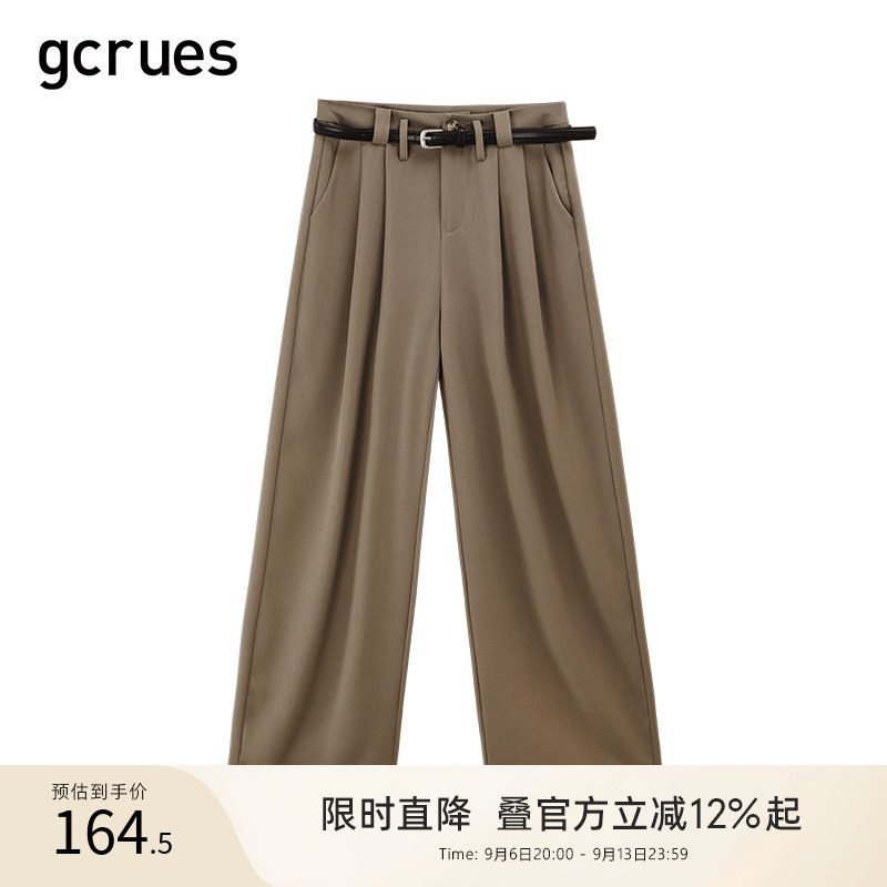 gcrues韩版阔腿长裤（配腰带）图片
