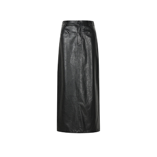 GCRUES商场同款秋冬复古皮革插袋直筒裙长款直筒皮裙 G07Q07A0152