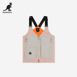 印花拉链背带马甲潮 春夏外穿百搭时尚 KANGOL尼龙无袖 背心2023新款