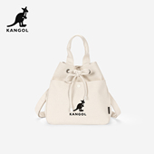 KANGOL手提水桶包女大容量抽绳斜挎方桶包韩系慵懒通勤托特帆布包
