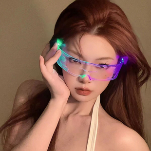 LED未来眼镜蹦迪科技炫酷彩发光抖音同款 科幻酒吧气氛道具电音节