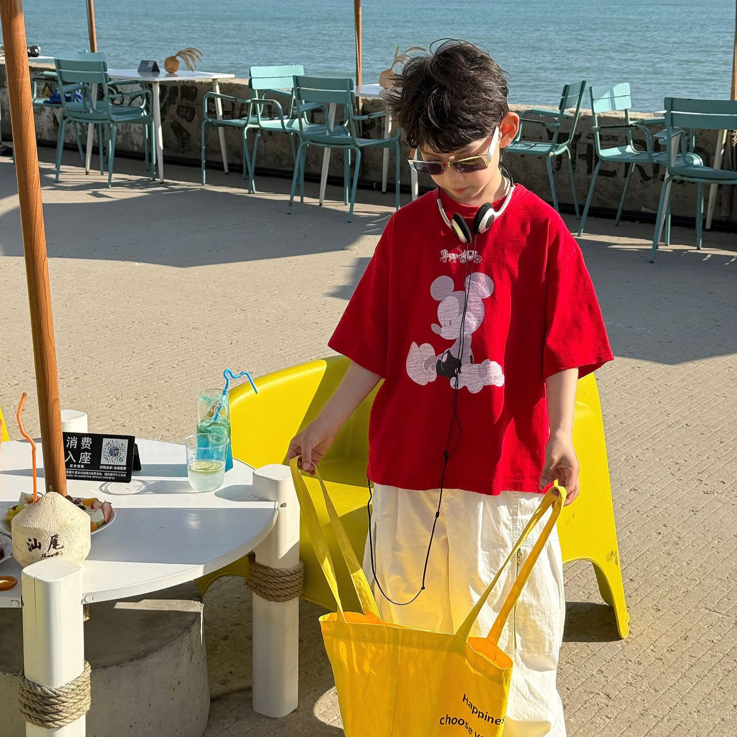 泰如2026夏季新款儿童韩版休闲卡通印花T恤男童时尚洋气短袖潮