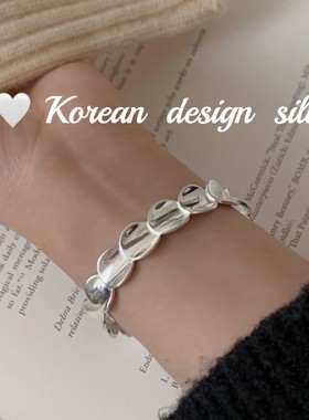 韩国2024年新款ins风手饰品 S925纯银几何光面鳞片手环设计高级感