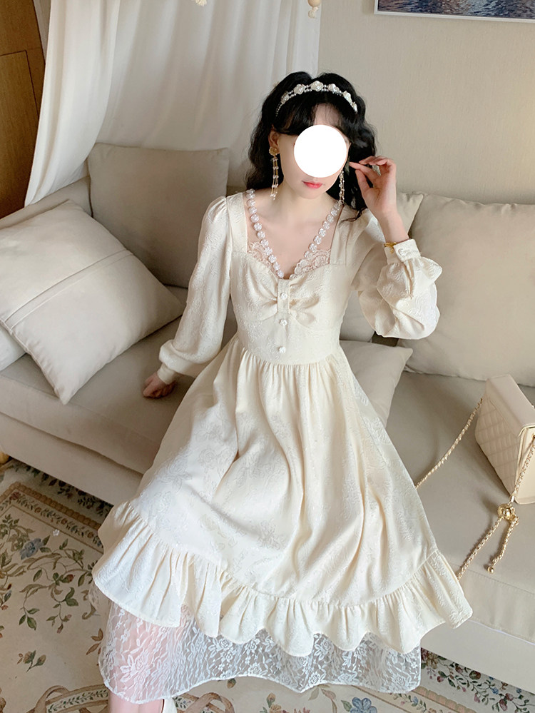 胖MM大码女装法式巨显瘦遮肚订婚伴娘服仙女礼服连衣裙中长款春秋