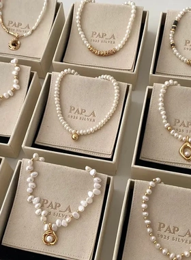 施家珍珠项链女小众轻奢设计高级感时尚气质锁骨链颈链毛衣链珠链