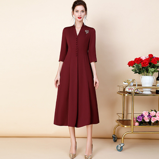 高端婚礼妈妈礼服修身平时可穿洋气优雅大码丈母娘婆婆婚宴装秋冬