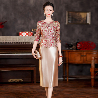 香槟色婚礼妈妈礼服2025新款遮肚