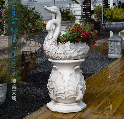 花园天鹅庭院别墅户外罗马柱摆件