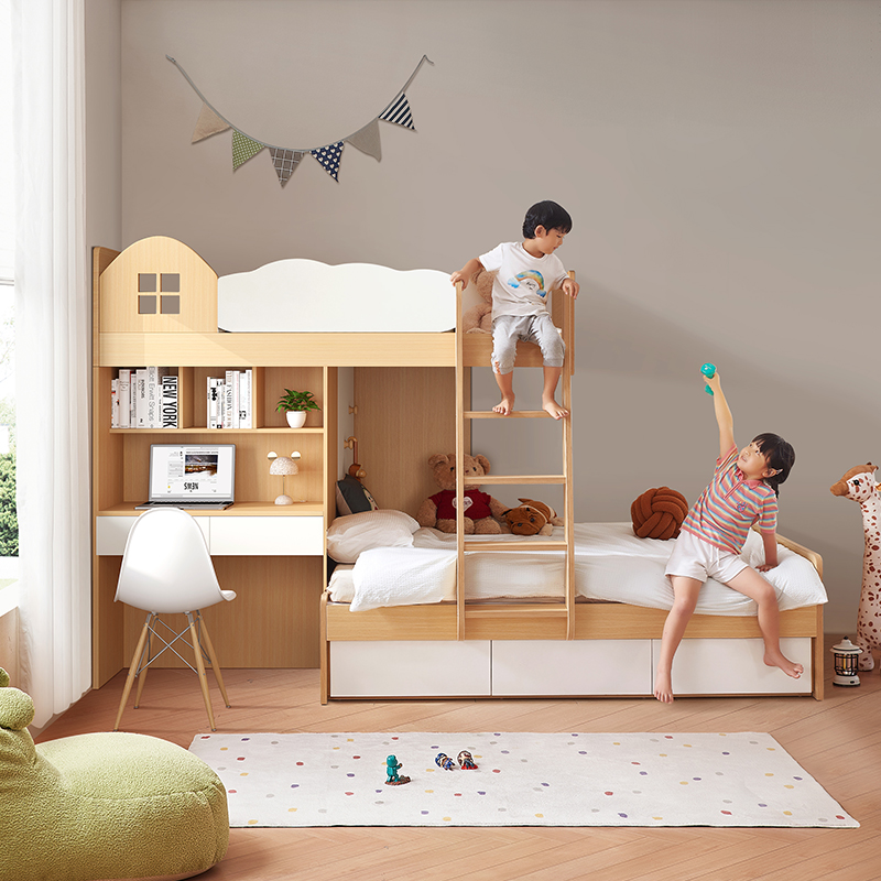考拉森林北欧多功能组合上下床交错式小户型子母床带书桌上床下柜