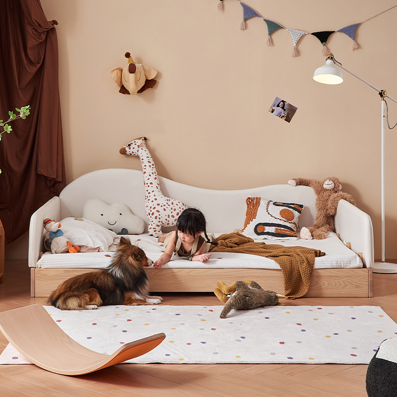 考拉森林儿童床全实木蒙氏地台床单人床婴儿床拼接床榻榻米儿童房