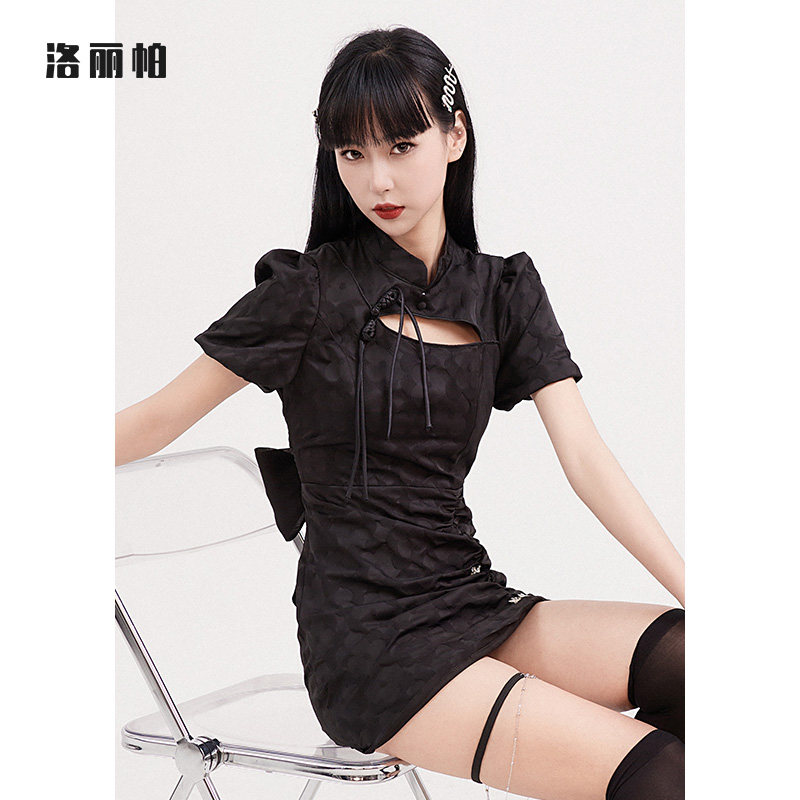 洛丽帕镂空旗袍连衣裙