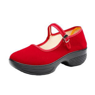 老北京布鞋女工作鞋中老年人妈妈鞋爵士舞广场跳舞鞋增高软底防滑