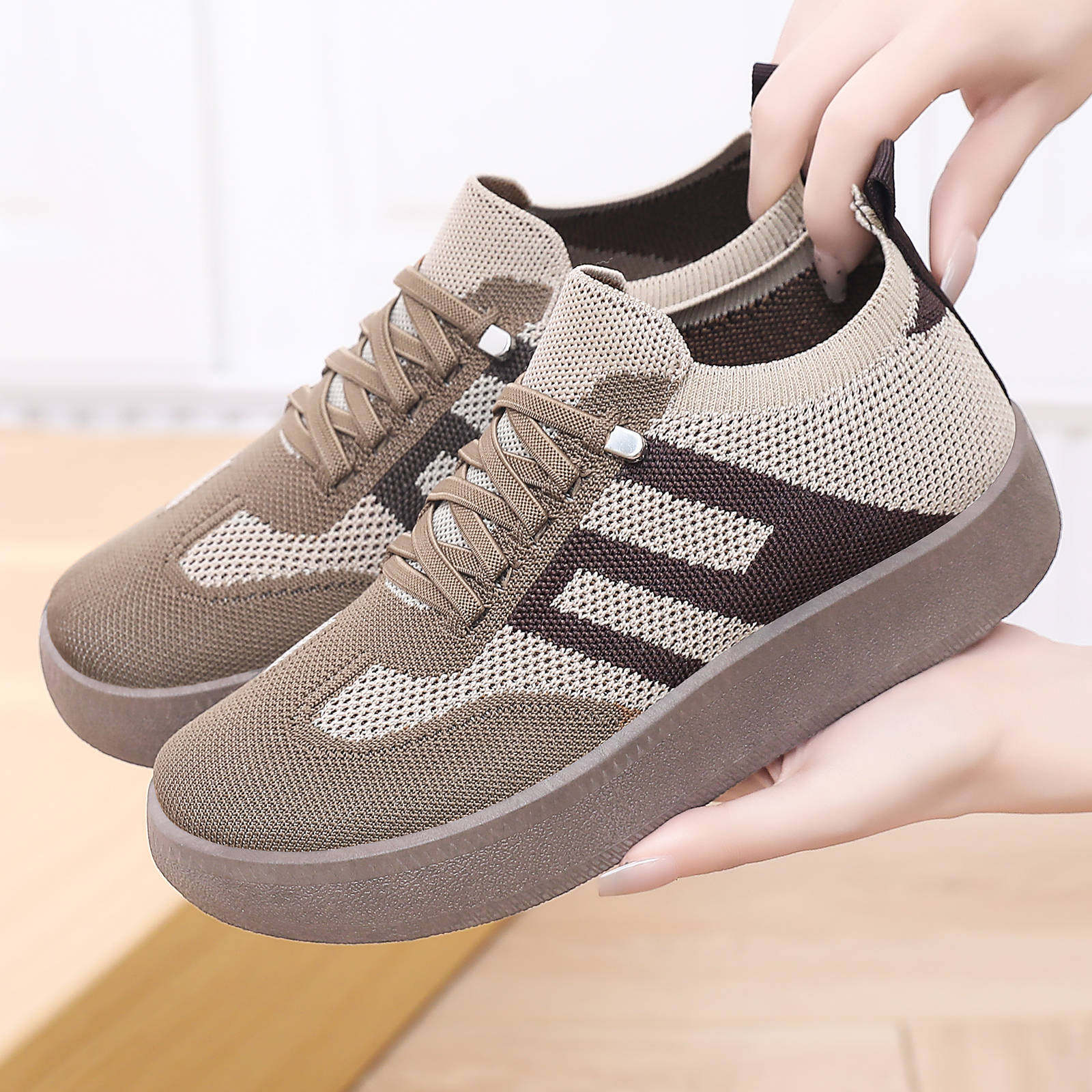 德训鞋女春夏秋季软底防滑飞织网面透气休闲旅游单鞋一脚蹬通勤鞋,女鞋,德训鞋,淘宝优惠券,粉丝福利购,淘宝优惠卷