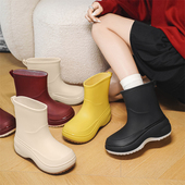 女款 2025新款 加绒雨靴防水通勤可爱水靴女士防滑胶鞋 慕儿雨鞋 水鞋