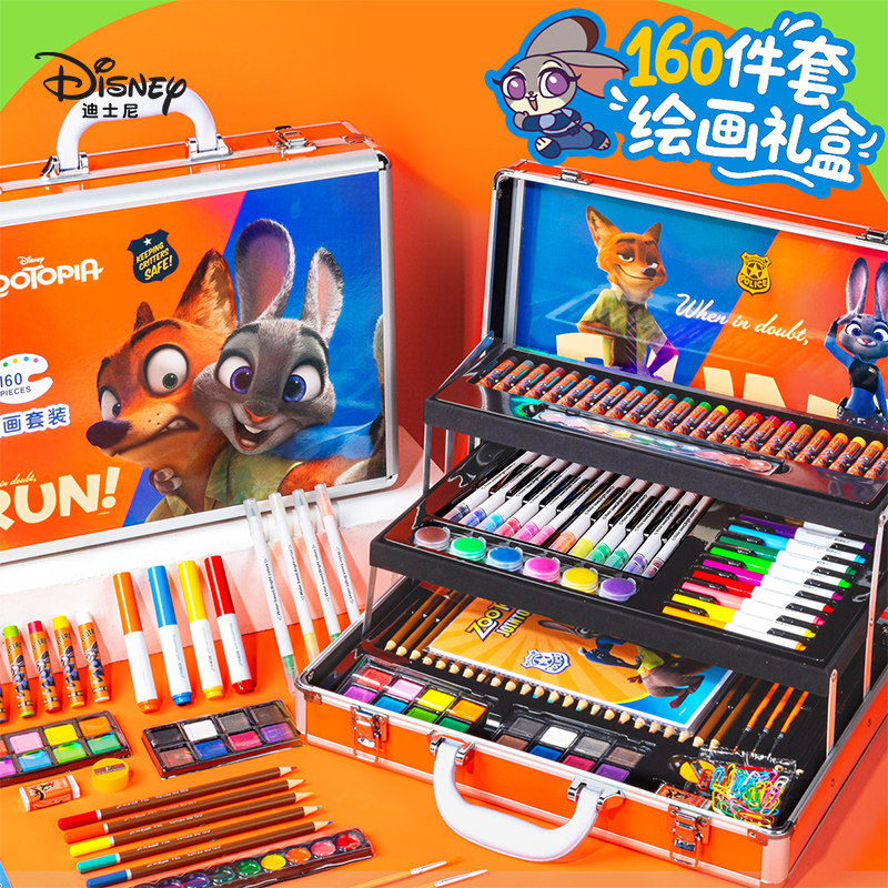 迪士尼儿童绘画套装画画全套工具彩笔小学生女孩生日礼物画笔礼盒