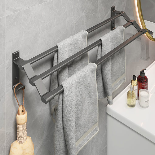 一卫毛巾环枪灰免打孔太空铝毛巾