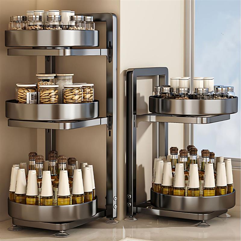 旋转转角台面厨房调料品架子多层家用置物架调料佐料调味品收纳架