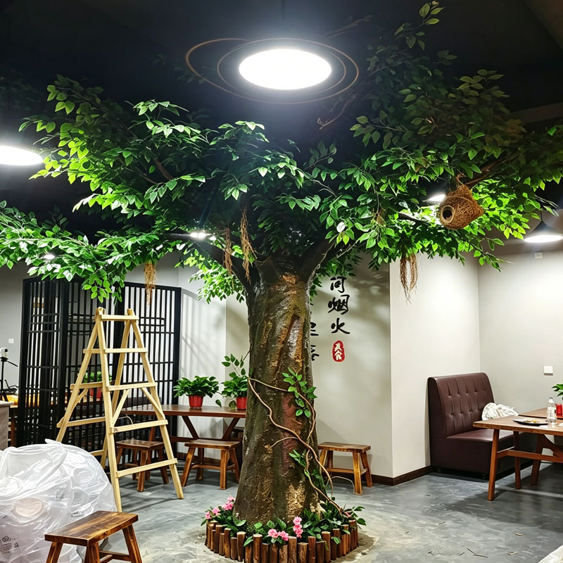 仿真玻璃钢大树摆设大型假树榕树绿植造景户外落地包柱子室内装饰