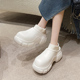 加绒保暖防滑防水鞋 厚底增高棉鞋 女冬季 短筒雪地靴百搭高跟女短靴