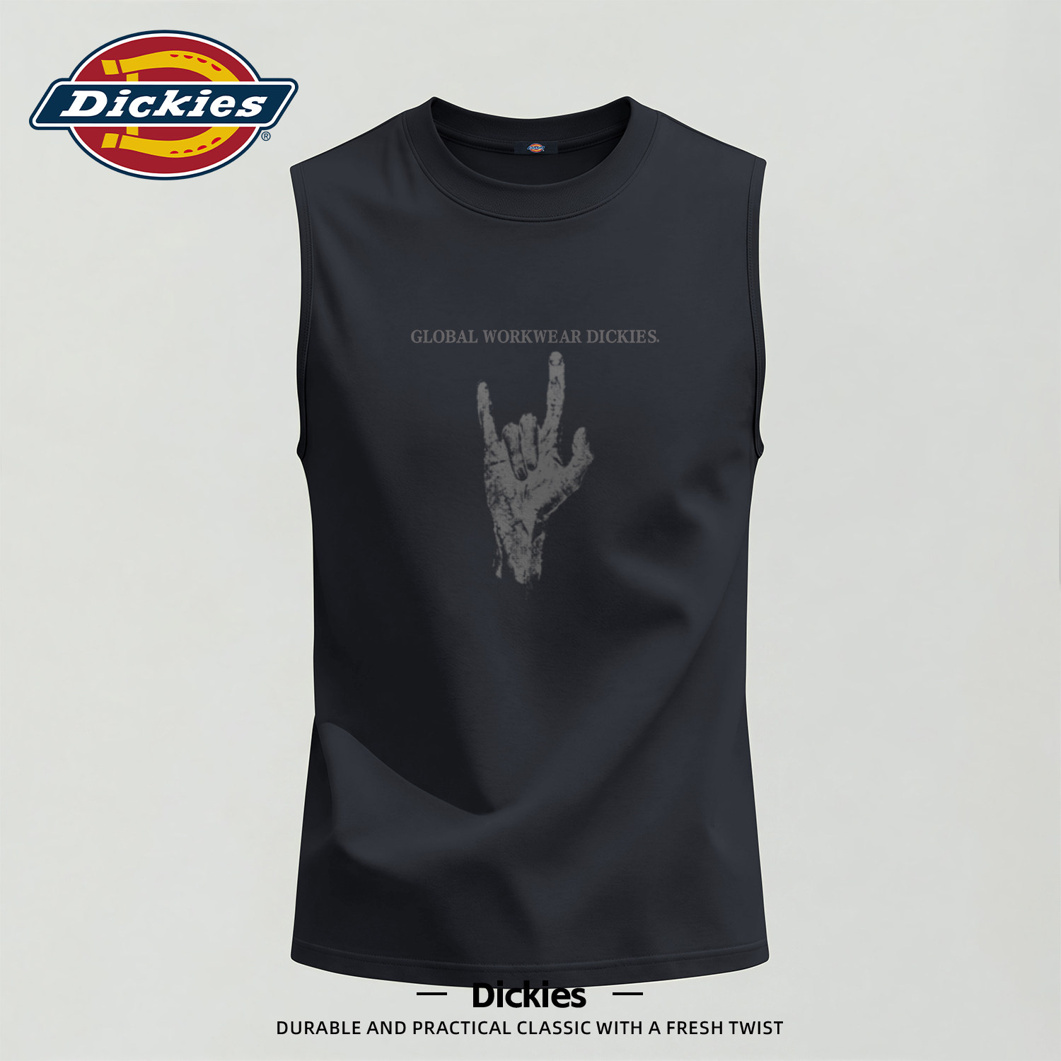 Dickies纯棉背心男2026新款夏季透气舒适运动上衣宽松百搭无袖T恤