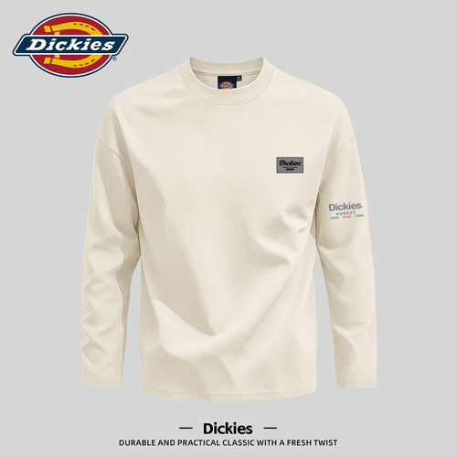 Dickies纯棉圆领长袖T恤男2026秋季新款休闲潮牌宽松舒适流行上衣