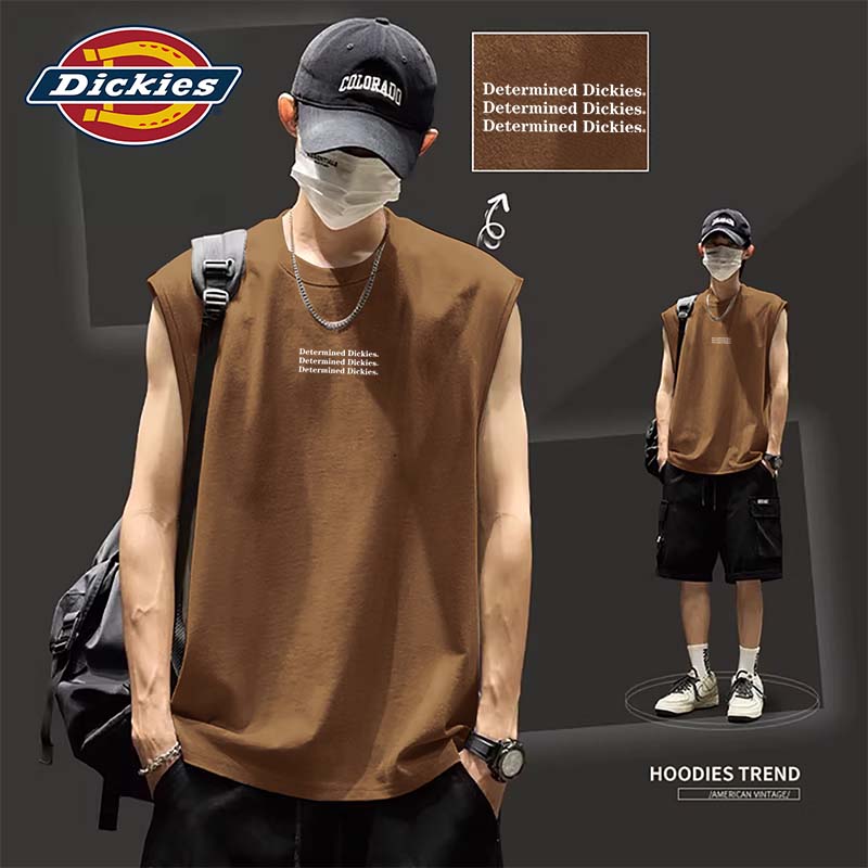 Dickies男士纯棉背心2026夏季新款青少年坎肩上衣男宽松运动无袖t