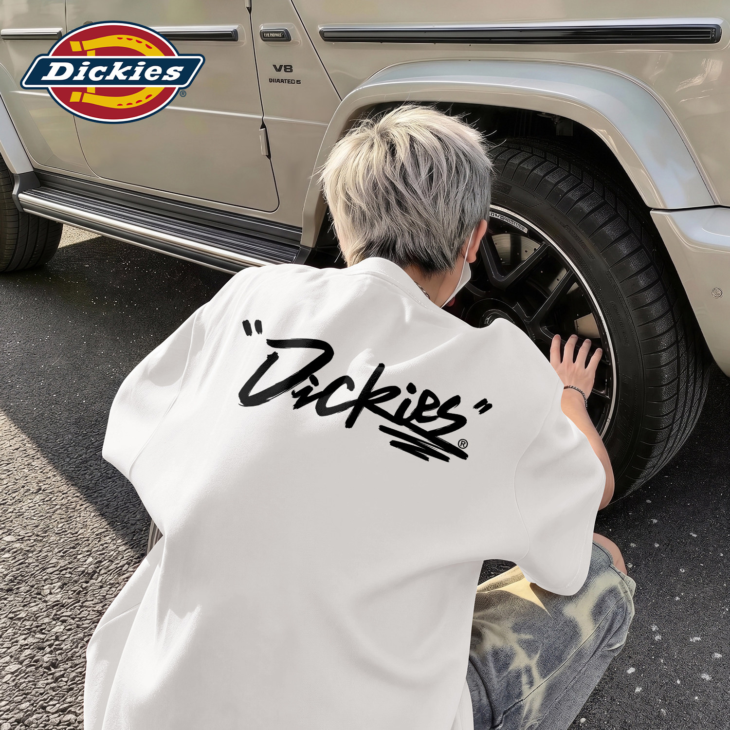 Dickies白色短袖T恤男生青少年美式休闲宽松上衣圆领字母LOGO半袖