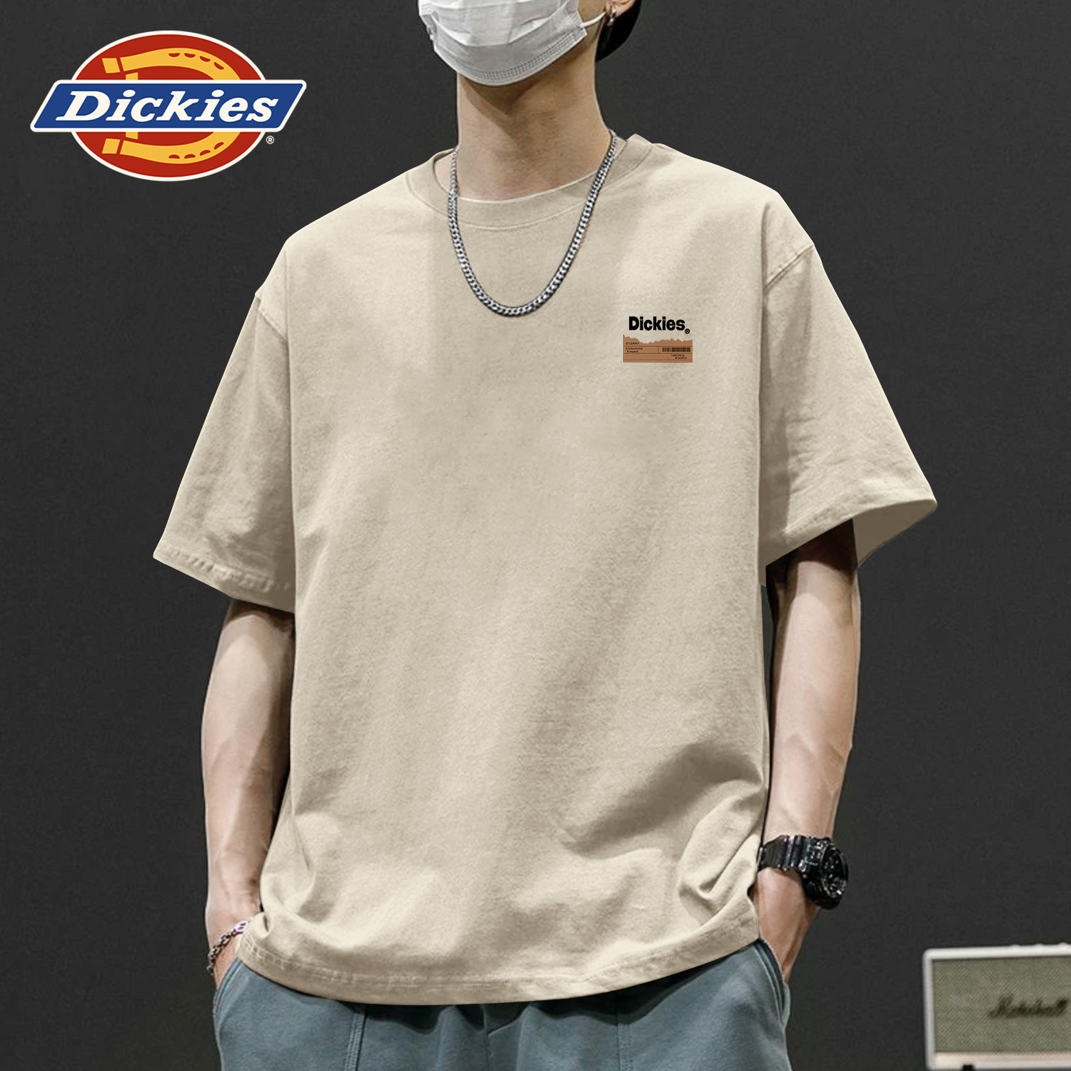 Dickies短袖t恤男生夏款上衣圆领重磅纯棉2026新款流行半袖衣服男