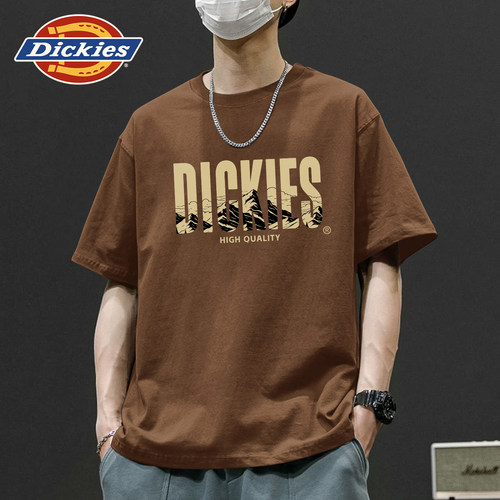 Dickies重磅纯棉短袖T恤男宽松美式潮流印花半袖夏季五分袖衣服男