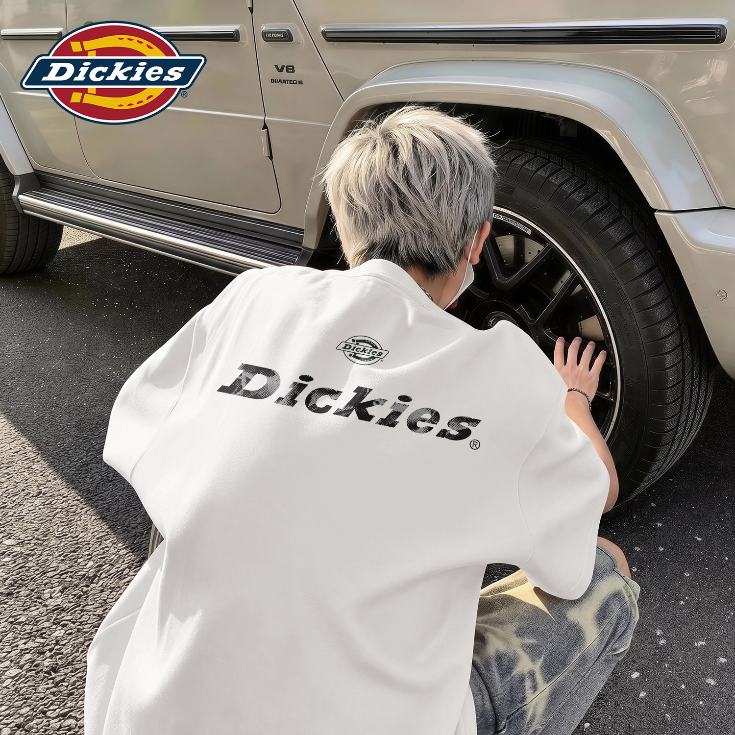 Dickies白色纯棉短袖男款青少年休闲打底T恤2026新款夏季印花上衣