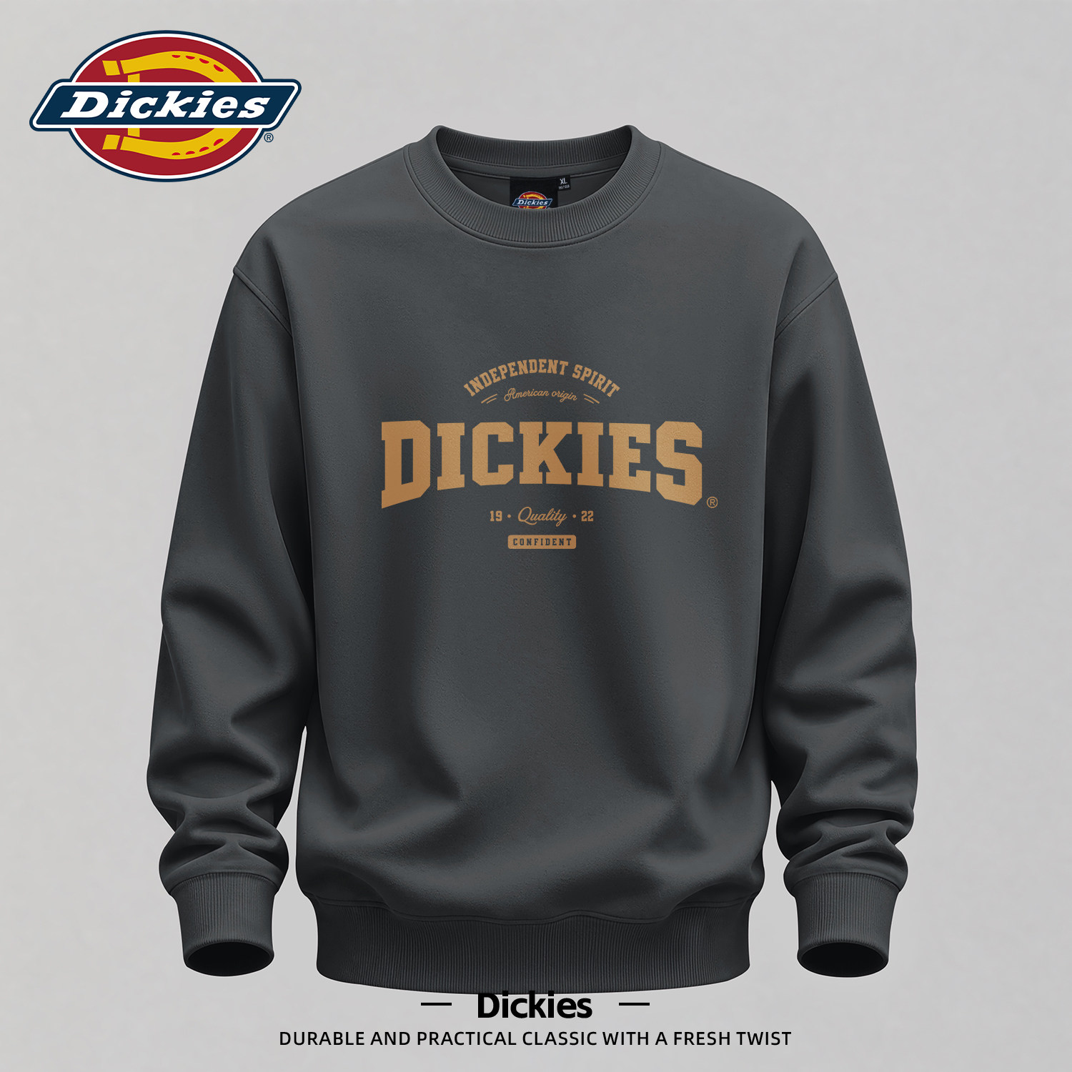 Dickies重磅卫衣男款2026秋季新款宽松百搭长袖印花上衣男秋装潮