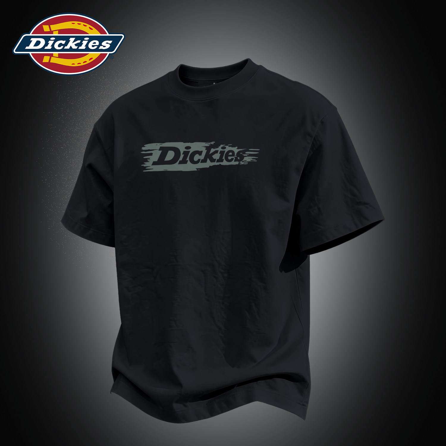 Dickies纯棉短袖T恤男夏季LOGO印花宽松透气百搭休闲潮流黑色上衣