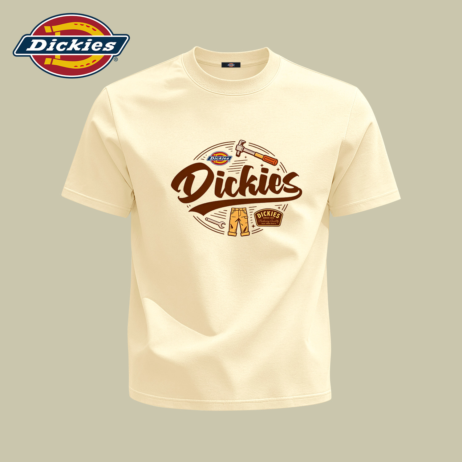 Dickies美式复古印花短袖T恤男夏季上衣纯棉透气百搭潮牌男士半袖